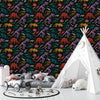 Colorful Dinosaur Skeletons Wallpaper, Seamless Pattern Mural, Oversized Custom Size Wall Art, Non-Woven, Non-Adhesive, Modern Wall Paper, Removable