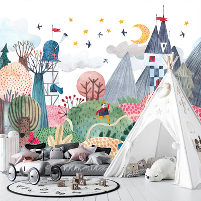 Fairytale Wallpaper, Seamless Mural, Oversized Custom Size Wall Art, Non-Woven, Non-Adhesive, Modern Wall Paper, Removable