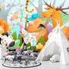 Kids Adventure Wallpaper, Jungle Animals Mural, Oversized Custom Size Wall Art, Non-Woven, Non-Adhesive, Modern Wall Paper, Removable
