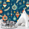 Vintage Christmas Decorations Wallpaper, Seamless Pattern Mural, Oversized Custom Size Wall Art, Non-Woven, Non-Adhesive, Modern Wall Paper, Removable