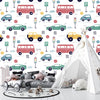 Kids Colorful Cars Wallpaper, Seamless Pattern Mural, Oversized Custom Size Wall Art, Non-Woven, Non-Adhesive, Modern Wall Paper, Removable