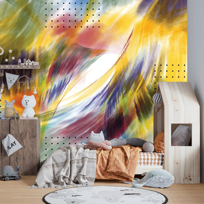 Futuristic Colorful Wallpaper, Seamless Pattern Mural, Oversized Custom Size Wall Art, Non-Woven, Non-Adhesive, Modern Wall Paper, Removable