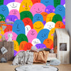 Colorful Cartoon People Wallpaper, Seamless Pattern Mural, Oversized Custom Size Wall Art, Non-Woven, Non-Adhesive, Modern Wall Paper, Removable