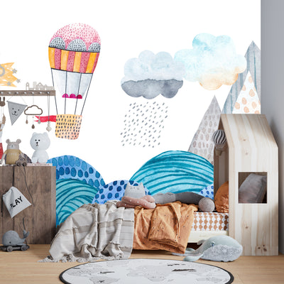 Sea Landscape Wallpaper, Seamless Pattern Mural, Oversized Custom Size Wall Art, Non-Woven, Non-Adhesive, Modern Wall Paper, Removable