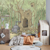 Tree House Wallpaper, Cozy Painted Style Mural, Oversized Custom Size Wall Art, Non-Woven, Non-Adhesive, Modern Wall Paper, Removable