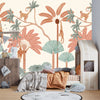 Monkey and Trees Wallpaper, Jungle Mural, Oversized Custom Size Wall Art, Non-Woven, Non-Adhesive, Modern Wall Paper, Removable