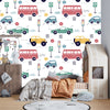 Kids Colorful Cars Wallpaper, Seamless Pattern Mural, Oversized Custom Size Wall Art, Non-Woven, Non-Adhesive, Modern Wall Paper, Removable