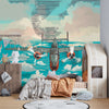 Plane in the Sky Wallpaper, Over the Sea Mural, Oversized Custom Size Wall Art, Non-Woven, Non-Adhesive, Modern Wall Paper, Removable