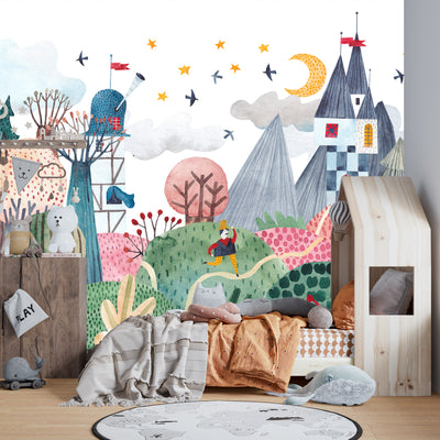 Fairytale Wallpaper, Seamless Mural, Oversized Custom Size Wall Art, Non-Woven, Non-Adhesive, Modern Wall Paper, Removable