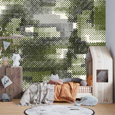 Grunge Halftone Wallpaper, Seamless Pattern Mural, Oversized Custom Size Wall Art, Non-Woven, Non-Adhesive, Modern Wall Paper, Removable