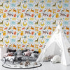 Wild African Animals Wallpaper, Seamless Pattern Mural, Oversized Custom Size Wall Art, Non-Woven, Non-Adhesive, Modern Wall Paper, Removable