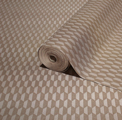 Brown Elegant Hexagon Embossed Wallpaper, Small Honeycomb Grid Pattern Textured wallcovering - Walloro High End Wallcoverings & More