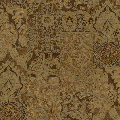 Brown Elegant Patchwork Deep Embossed Wallpaper, 3D Textured Luxury Damask Wallcovering - Walloro High End Wallcoverings & More