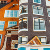 Cityscape 3D Embossed Wallpaper, Red, Orange Realistic Houses Apartments Design, Home Wall Decor, Modern Wallcovering - Walloro High End Wallcoverings & More