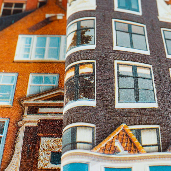 Cityscape 3D Embossed Wallpaper, Red, Orange Realistic Houses Apartments Design, Home Wall Decor, Modern Wallcovering - Walloro High End Wallcoverings & More
