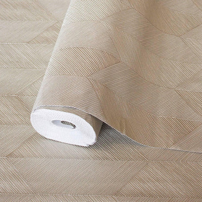 Contemporary 3D Embossed Geometric Wallpaper, Beige Modern Chevron Herringbone Shapes Wallcovering, Sturdy, Large 177 sq ft Roll - Walloro High End Wallcoverings & More