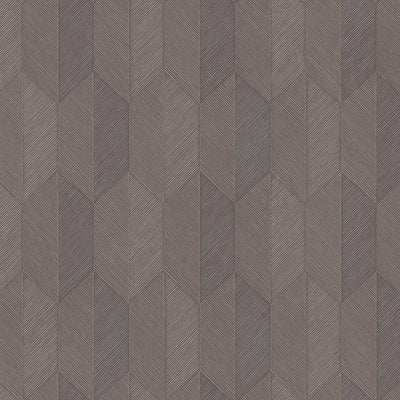 Contemporary 3D Embossed Geometric Wallpaper, Brown, Gray Modern Chevron Herringbone Shapes Wallcovering, Sturdy, Large 177 sq ft Roll - Walloro High End Wallcoverings & More