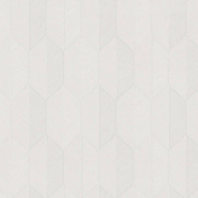 Contemporary 3D Embossed Geometric Wallpaper, Off White Modern Chevron Herringbone Shapes Wallcovering, Sturdy, Large 177 sq ft Roll - Walloro High End Wallcoverings & More