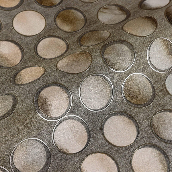 Contemporary Circles Geometric Wallpaper, Rich Textured Embossed Wallcovering, Traditional, Brown Neutral Colors, Extra Large 114 sq ft Roll - Walloro High End Wallcoverings & More