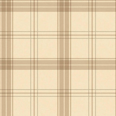 Cream Large Plaid Textured Wallpaper, Tartan Fabric Pattern Classical Modern Non-Pasted Wallcovering - Walloro High End Wallcoverings & More