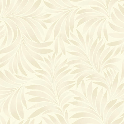 Cream Luxury Leaves Solid Color Shades Wallpaper, Deep Embossed Flocked Velvet Feeling Design - Walloro High End Wallcoverings & More