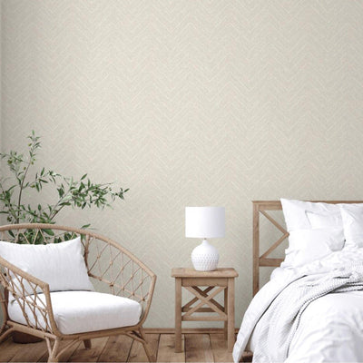 Cream Shiny Chevron Wallpaper, Deep Embossed Luxury Shimmering Geometric Pattern Wall Paper - Walloro High End Wallcoverings & More