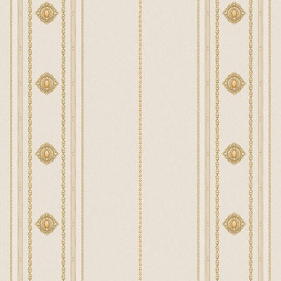 Decorative Striped Embossed Wallpaper, Off White, Yellow 3D Boho Art Deco Ornate Home Wall Decor, Washable, Durable - Walloro High End Wallcoverings & More