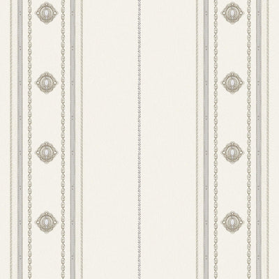Decorative Striped Embossed Wallpaper, White, Silver 3D Boho Art Deco Ornate Home Wall Decor, Washable - Walloro High End Wallcoverings & More