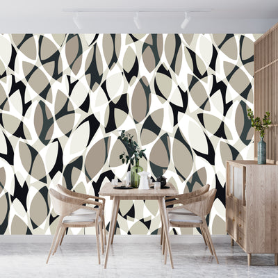 Watercolor Tea Leaves Wallpaper, Seamless Pattern Mural, Oversized Custom Size Wall Art, Non-Woven, Non-Adhesive, Modern Wall Paper, Removable