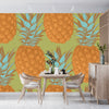 Pineapples Wallpaper, Seamless Pattern Mural, Oversized Custom Size Wall Art, Non-Woven, Non-Adhesive, Modern Wall Paper, Removable