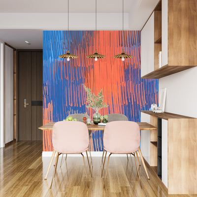 Crazy Sketch Red and Blue Wallpaper, Chaos and Variety Mural, Oversized Custom Size Wall Art, Non-Woven, Non-Adhesive, Modern Wall Paper, Removable