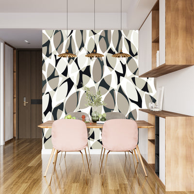 Watercolor Tea Leaves Wallpaper, Seamless Pattern Mural, Oversized Custom Size Wall Art, Non-Woven, Non-Adhesive, Modern Wall Paper, Removable