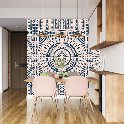 Tribal Aztec Wallpaper, Seamless Pattern Mural, Oversized Custom Size Wall Art, Non-Woven, Non-Adhesive, Modern Wall Paper, Removable