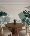 Abstract Botanical Wallpaper, Big Leaves Mural, Oversized Custom Size Wall Art, Non-Woven, Non-Adhesive, Modern Wall Paper, Removable