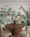 Watercolor Safari Wallpaper, Animals Mural, Oversized Custom Size Wall Art, Non-Woven, Non-Adhesive, Modern Wall Paper, Removable