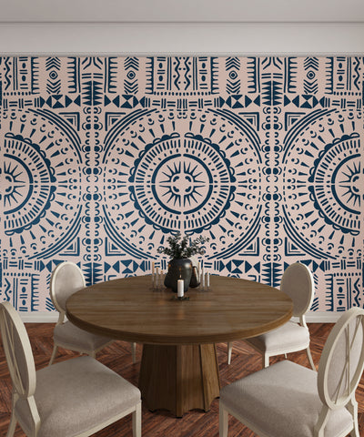 Tribal Aztec Wallpaper, Seamless Pattern Mural, Oversized Custom Size Wall Art, Non-Woven, Non-Adhesive, Modern Wall Paper, Removable