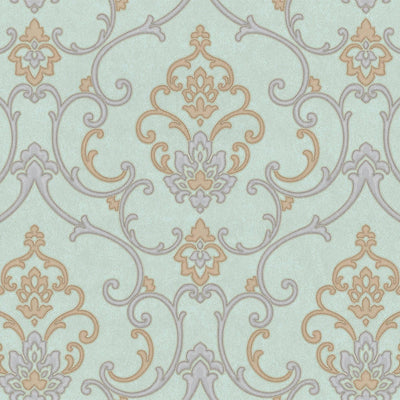 Elegant Damask Deep Embossed Wallpaper, 3D Textured Wallcovering, Traditional, Light Blue, Extra Large 114 sq ft Roll, Luxury, Washable - Walloro High End Wallcoverings & More