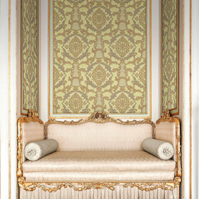 Elegant Damask Deep Embossed Wallpaper,3D Textured Wallcovering, Traditional, Extra Large 114 sq ft Roll, Fabric Feel, Durable, Light Green - Walloro High End Wallcoverings & More