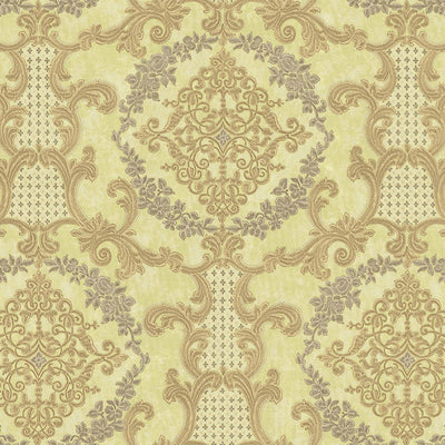 Elegant Damask Deep Embossed Wallpaper,3D Textured Wallcovering, Traditional, Extra Large 114 sq ft Roll, Fabric Feel, Durable, Light Green - Walloro High End Wallcoverings & More