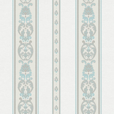 Elegant Deep Embossed Striped Wallpaper, Shiny Light Blue Damask 3D Textured Wallcovering, Traditional, Large 114 sq ft Roll, Accent Wall - Walloro High End Wallcoverings & More