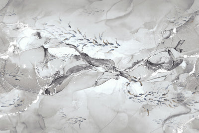Fish Wall Mural, White Japan Koi Pond Fish Wallpaper, Elegant Abstract Stone Wall Covering, Removable, Modern, Non-Pasted, Stylish - Walloro High End Wallcoverings & More