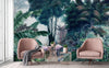 Flamingos Tropical Trees Wallpaper, Green Nature Wall Mural, Jungle Forest Scene, Non-Woven, Non-Pasted, Removable, Custom Exotic Wall Print Art - Walloro High End Wallcoverings & More