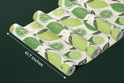 Lemons and Limes Wallpaper, Seamless Pattern Mural, Oversized Custom Size Wall Art, Non-Woven, Non-Adhesive, Modern Wall Paper, Removable