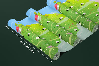 Green Hill Wallpaper, Sheep Mural, Oversized Custom Size Wall Art, Non-Woven, Non-Adhesive, Modern Wall Paper, Removable