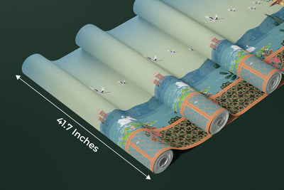 Mughal Garden Wallpaper, Arch Dome Mural, Oversized Custom Size Wall Art, Non-Woven, Non-Adhesive, Modern Wall Paper, Removable