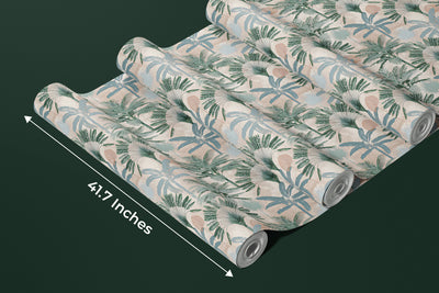 Palm Trees Wallpaper, Seamless Pattern Mural, Oversized Custom Size Wall Art, Non-Woven, Non-Adhesive, Modern Wall Paper, Removable