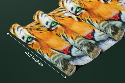 Tiger Wallpaper, Oil Painting Mural, Oversized Custom Size Wall Art, Non-Woven, Non-Adhesive, Modern Wall Paper, Removable