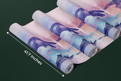 Touching Hands Wallpaper, Dark Violet Mural, Oversized Custom Size Wall Art, Non-Woven, Non-Adhesive, Modern Wall Paper, Removable