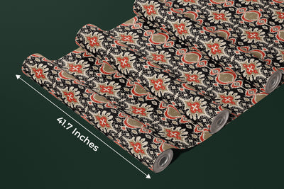 Ikat Tribal Ethnic Wallpaper, Seamless Pattern Mural, Oversized Custom Size Wall Art, Non-Woven, Non-Adhesive, Modern Wall Paper, Removable