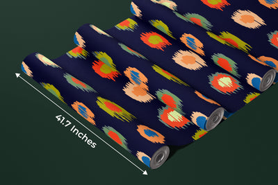 Ikat Polka Dot Wallpaper, Seamless Pattern Mural, Oversized Custom Size Wall Art, Non-Woven, Non-Adhesive, Modern Wall Paper, Removable